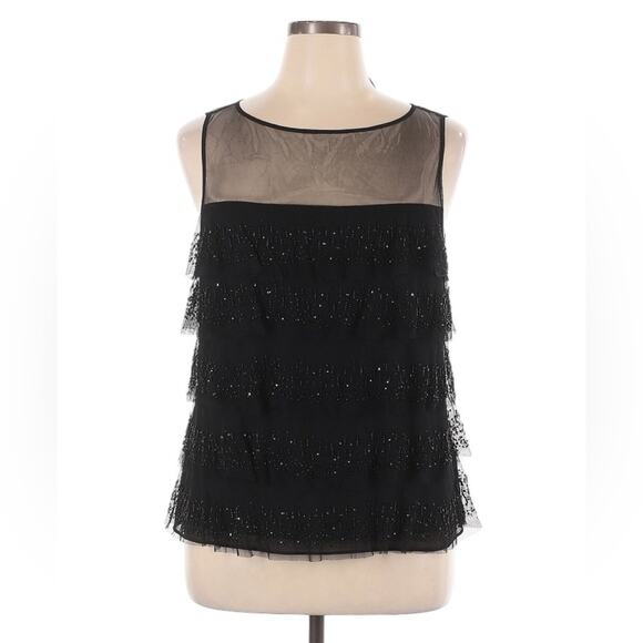 Ann Taylor Embellished Sleevless Sheer Top - Picture 1 of 11